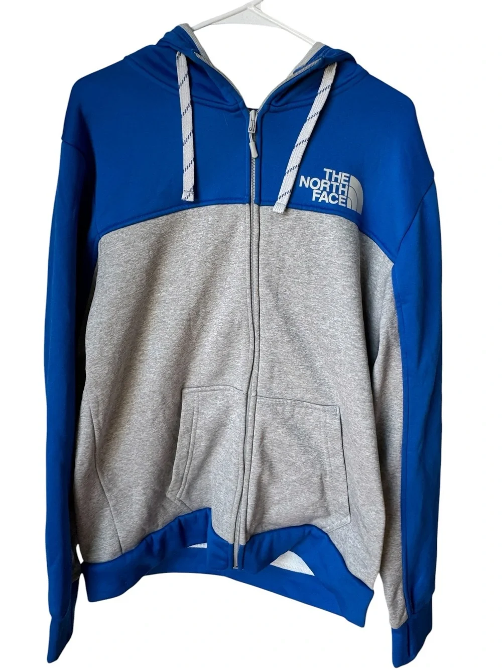 The North Face Blue & Gray Colorblock Zip-Up High End Men’s L Hoodie MINTY